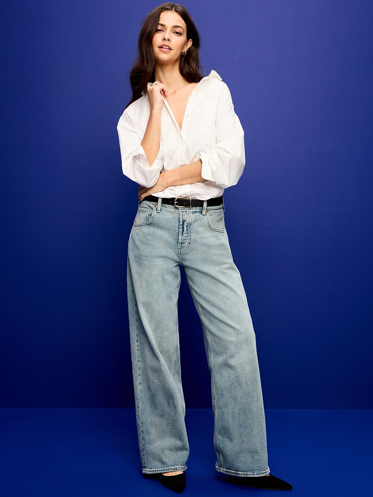 Image number 1 showing, Mid-Rise Slouchy Wide-Leg Jeans