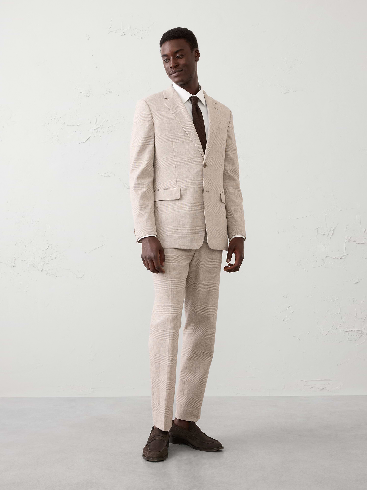 Image number 1 showing, Linen-Blend Glen Plaid Suit Jacket
