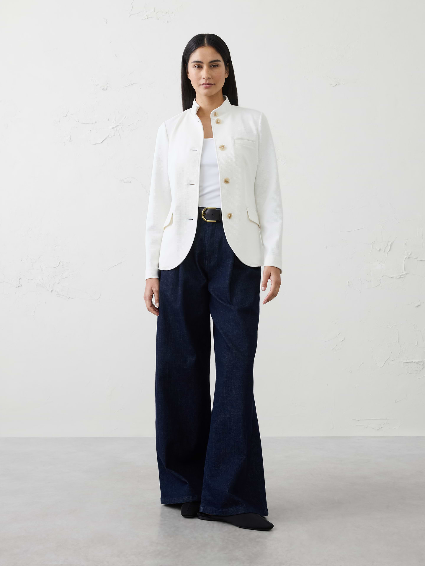 Banana Republic Factory Women's Knit Pique Blazer (Snow Day)