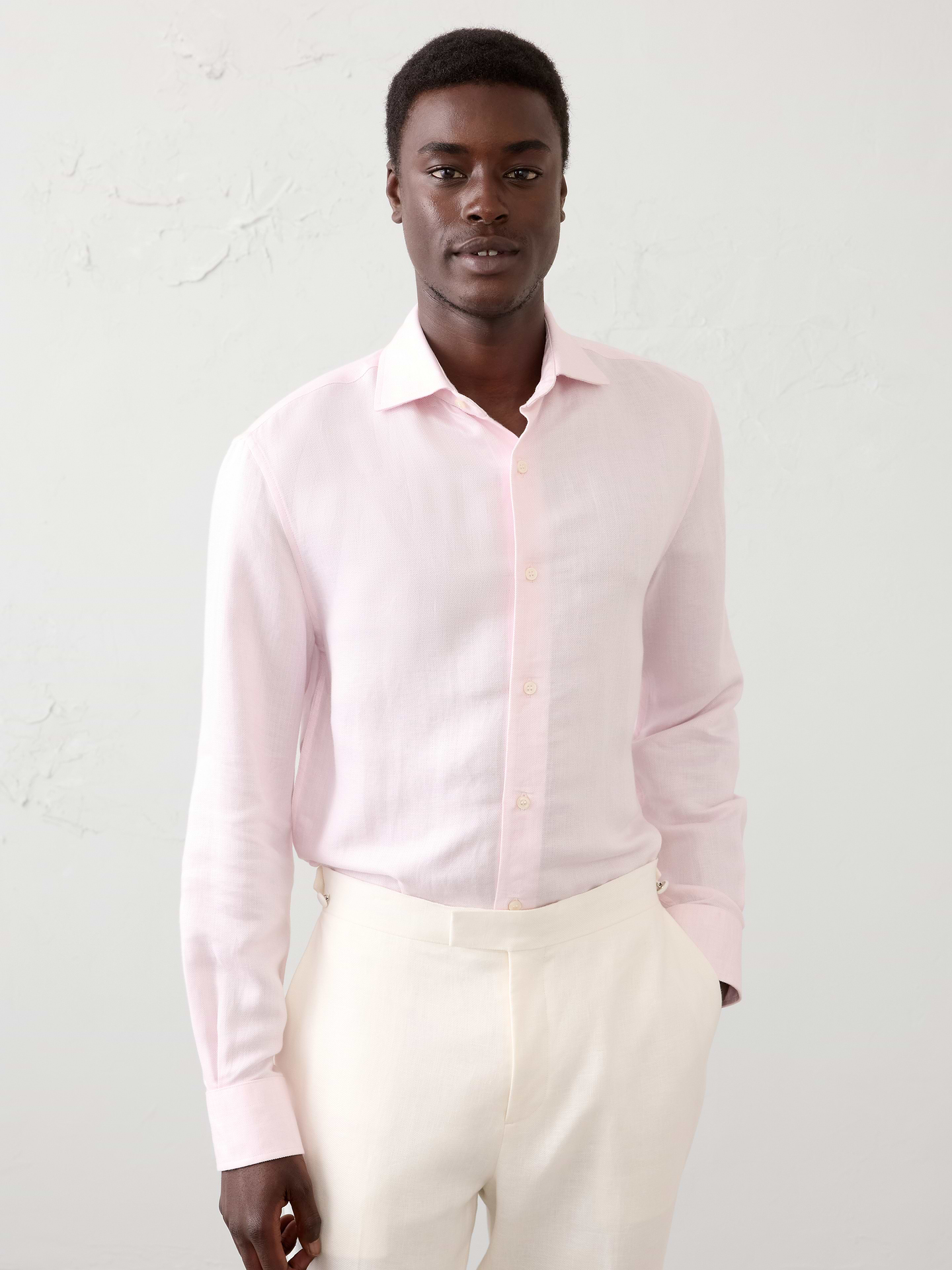 Image number 1 showing, Slim-Fit Linen-Blend Dress Shirt