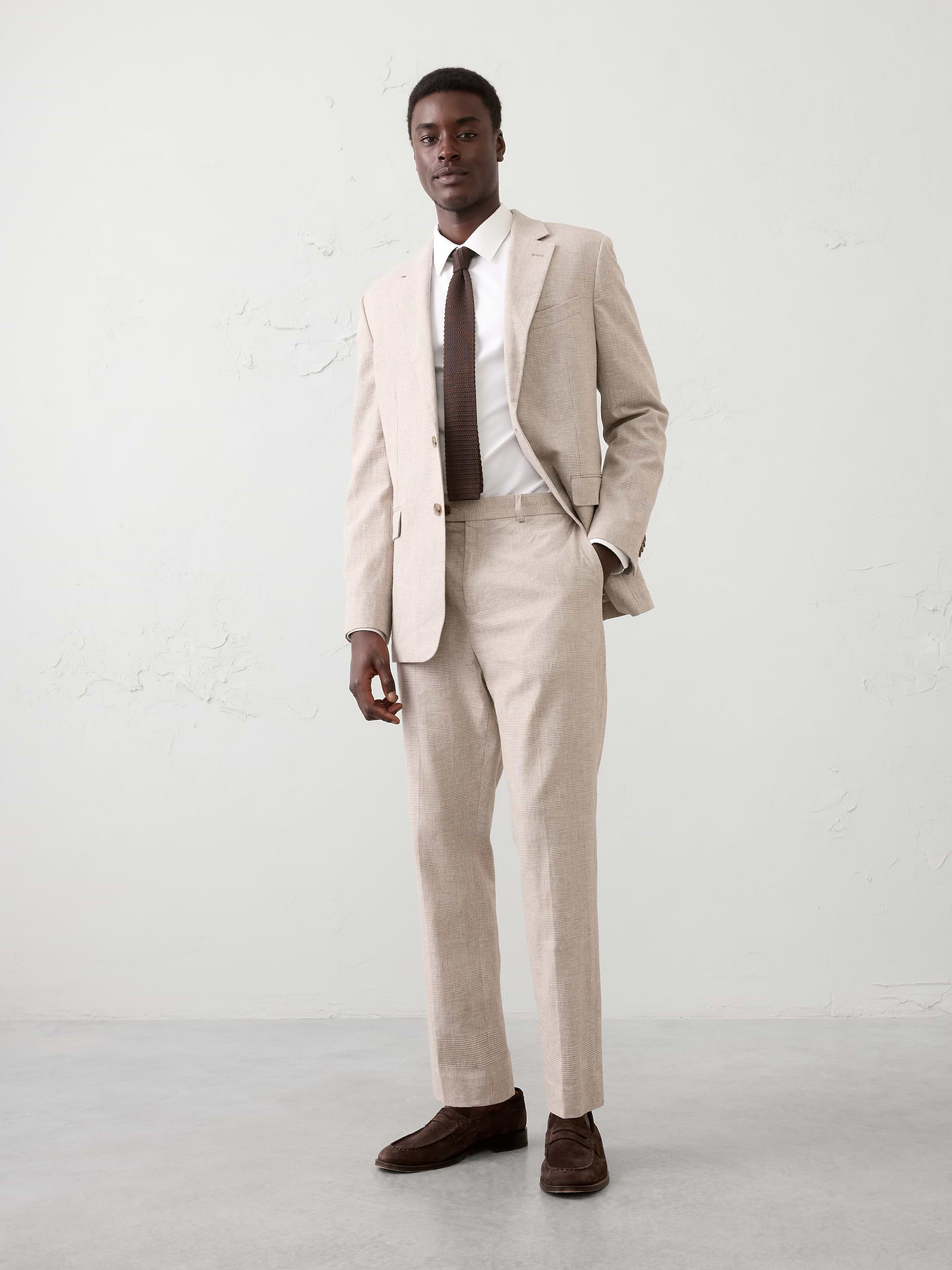 Image number 1 showing, Linen-Blend Glen Plaid Suit Trouser