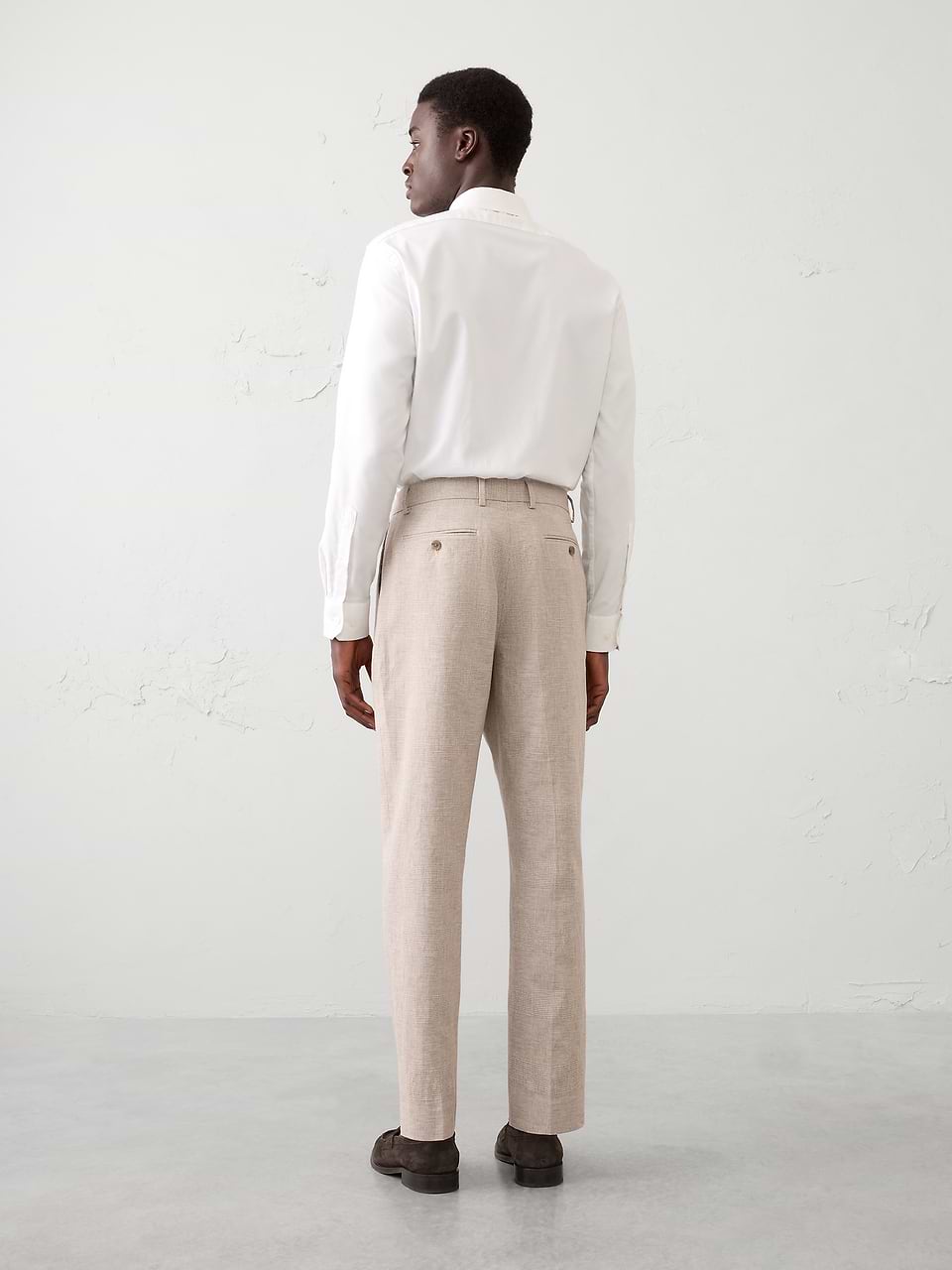 Linen-Blend Glen Plaid Suit Trouser