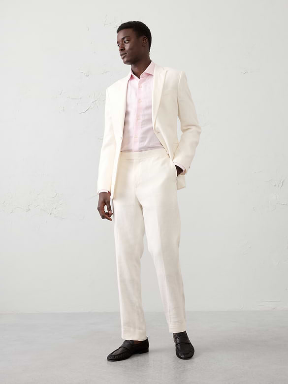 Slim-Fit Linen-Blend Dress Shirt