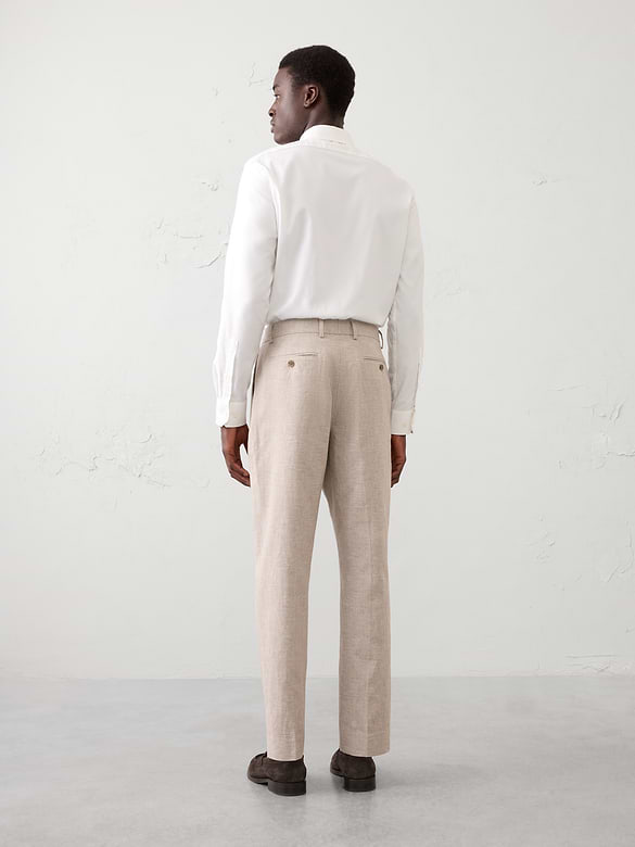 Linen-Blend Glen Plaid Suit Trouser