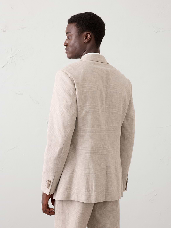 Linen-Blend Glen Plaid Suit Jacket