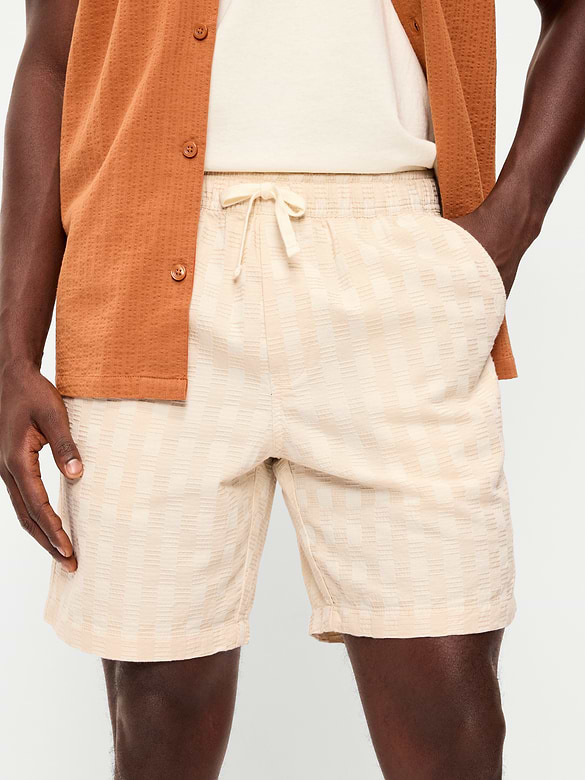 Short de jogging en tricot texturé, entrejambe de 18 cm