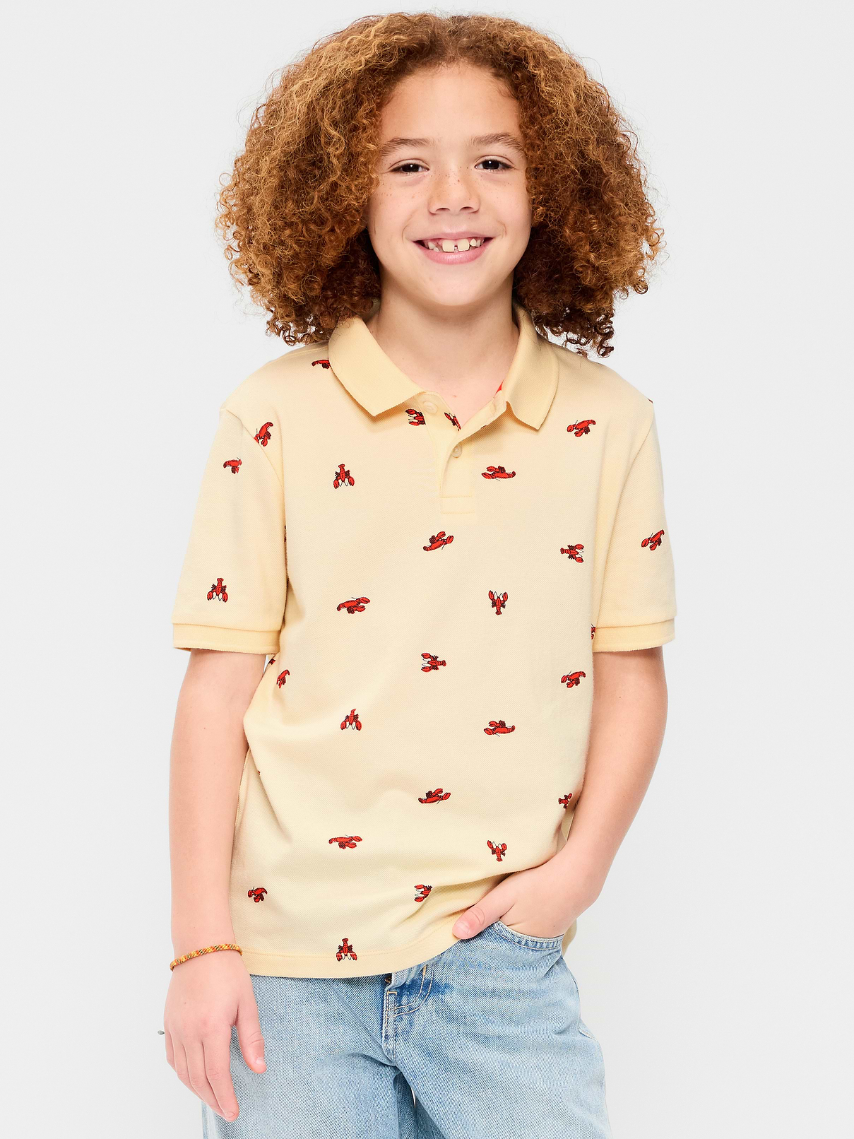 Image number 1 showing, Printed Short-Sleeve Pique Polo Shirt for Boys
