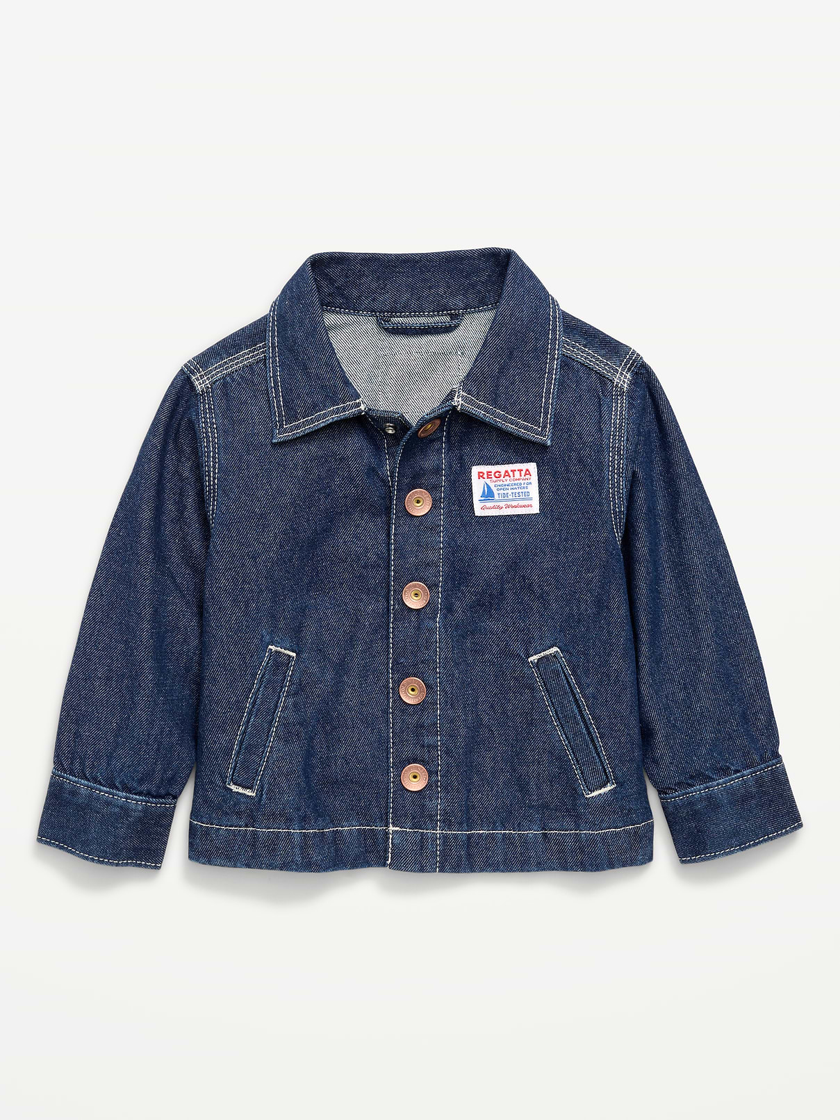 Image 1 of 3, pointed collar, long sleeves, buttoned cuffs, full length buttoned placket, welt pockets, Product #863964