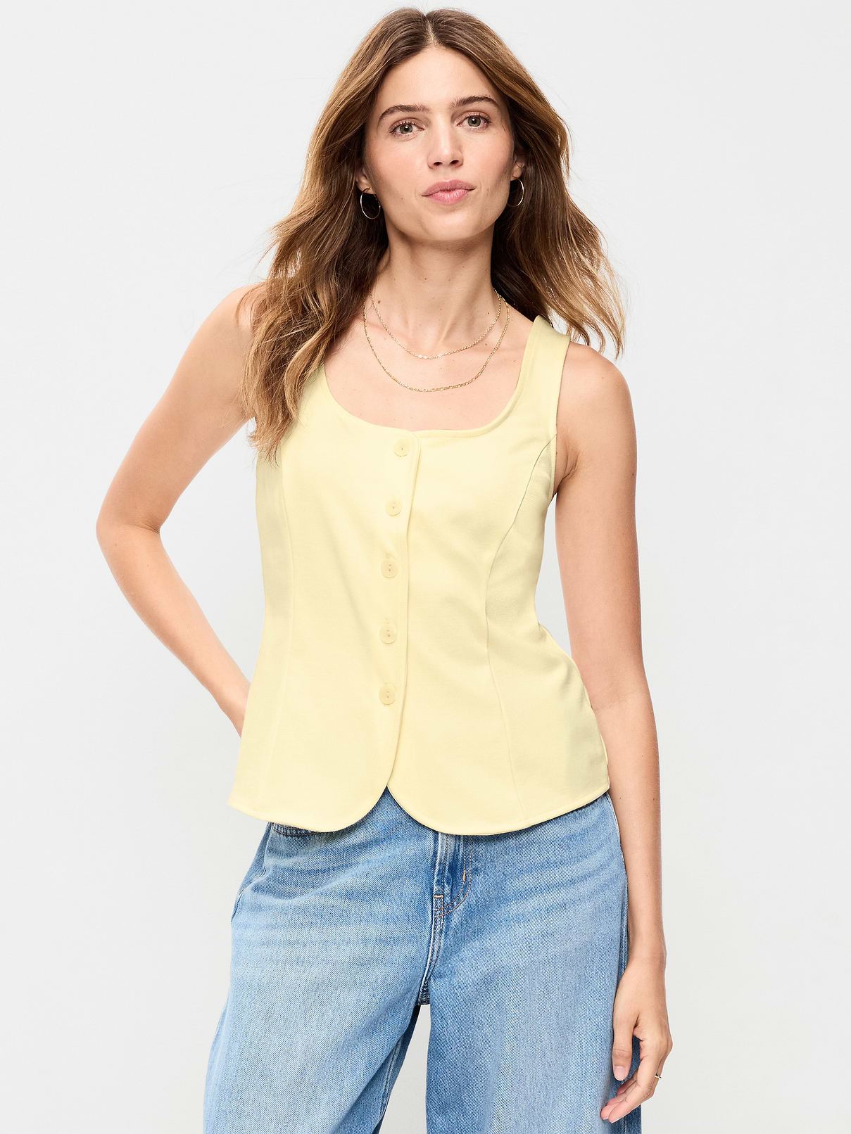 Sleeveless Button-Down Top