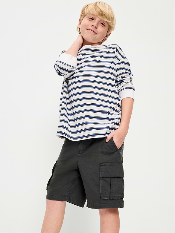 Knee Length Baggy Ripstop Cargo Shorts for Boys