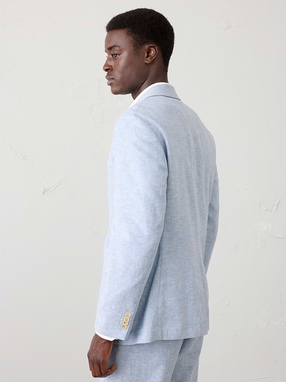 Linen-Blend Herringbone Suit Jacket