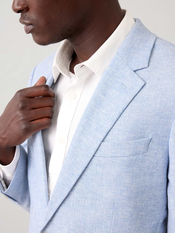 Linen-Blend Herringbone Suit Jacket
