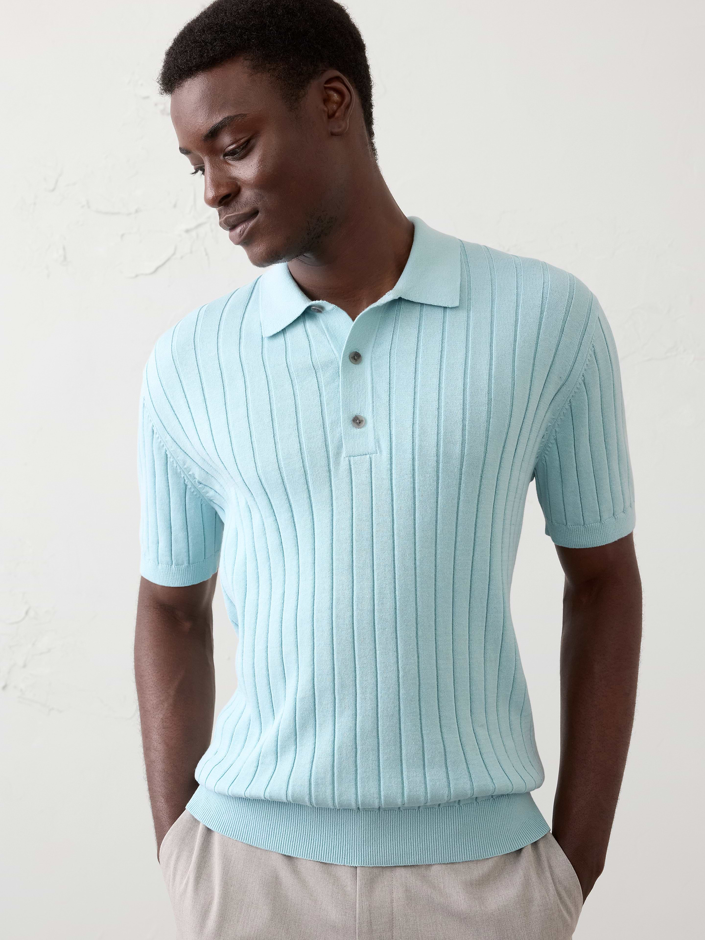 Image number 1 showing, Wide-Ribbed Sweater Polo