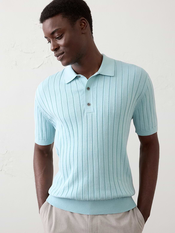 Wide-Ribbed Sweater Polo