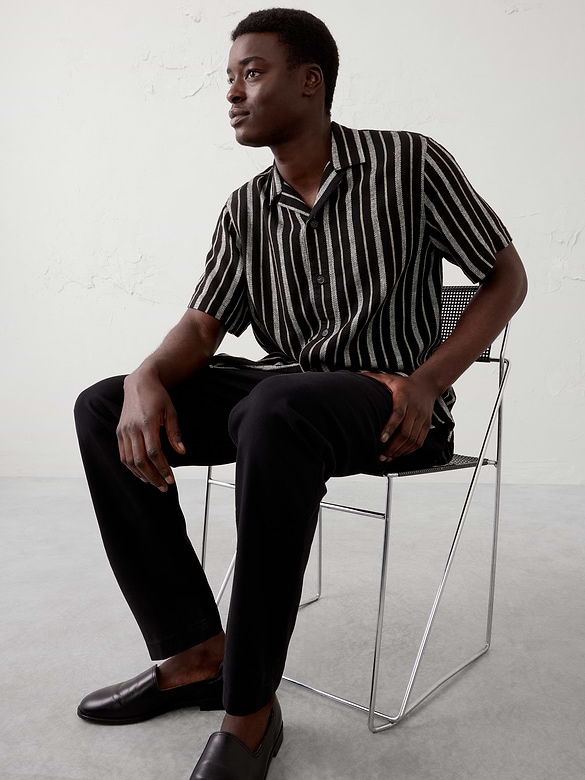Standard-Fit Textured Resort Shirt