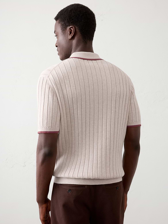 Wide-Ribbed Sweater Polo