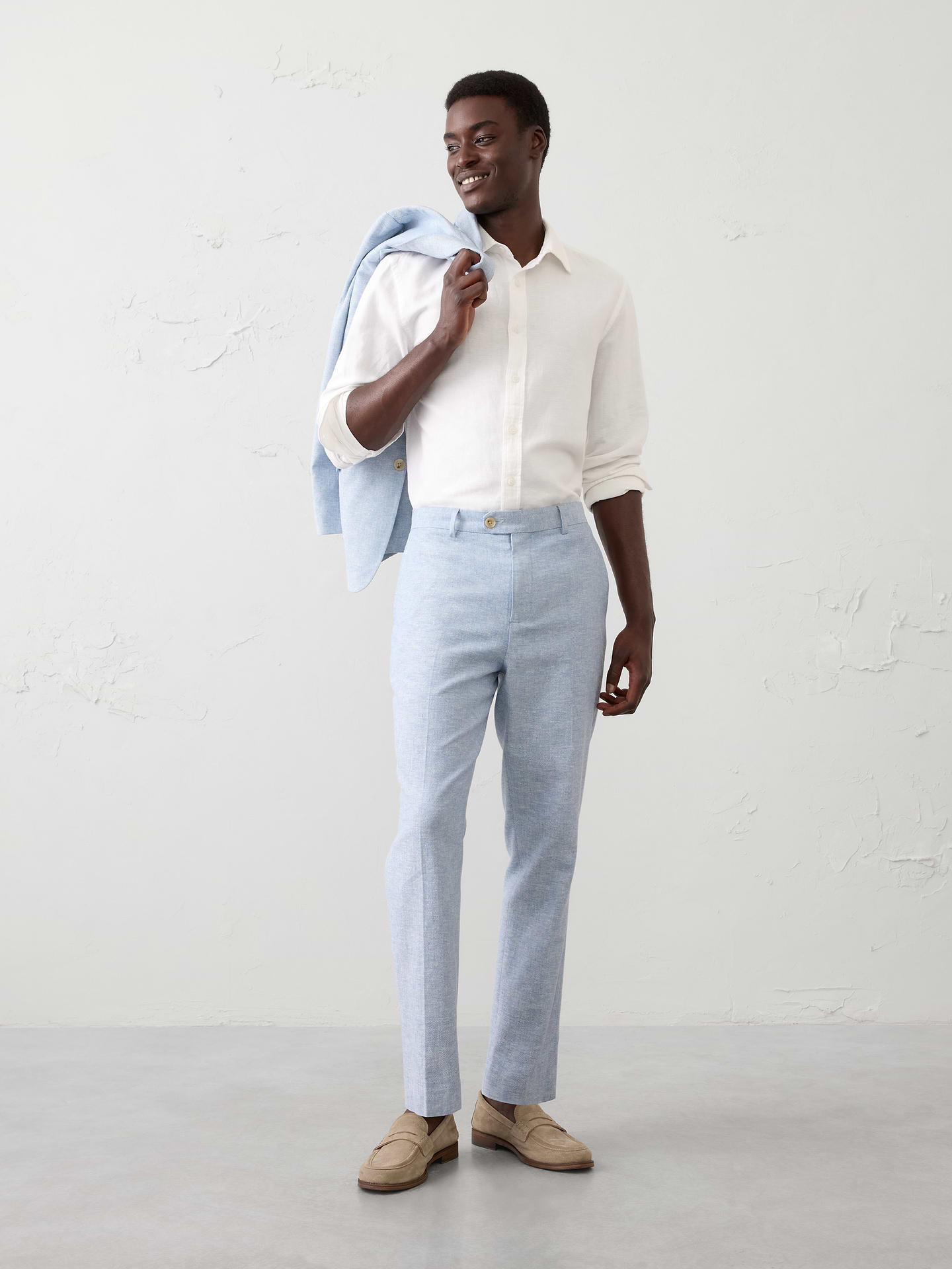Image number 1 showing, Linen-Blend Herringbone Suit Trouser