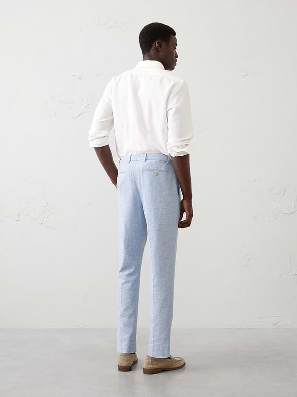 Linen-Blend Herringbone Suit Trouser