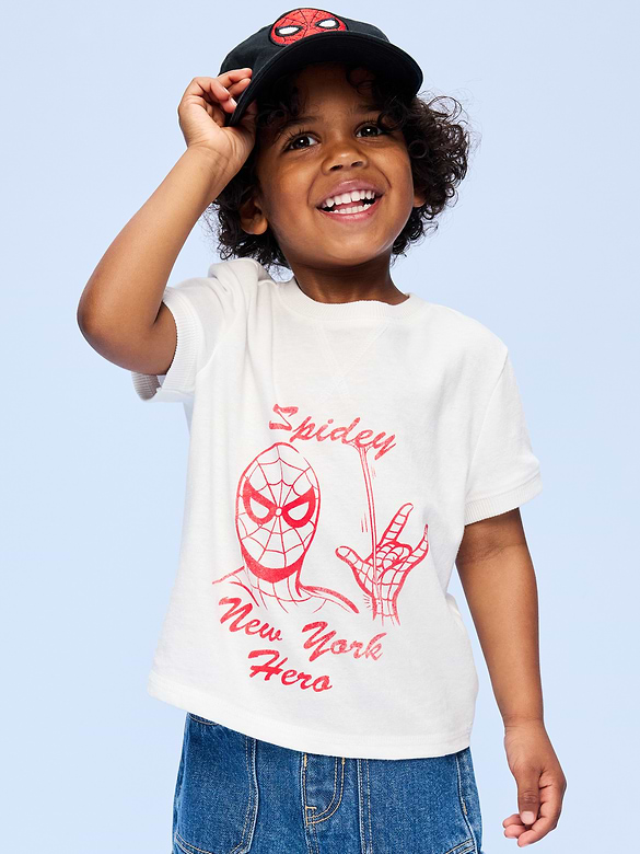 T-shirt à bords contrastants à imprimé Spider-Man Old Navy x Marvel pour tout-petit