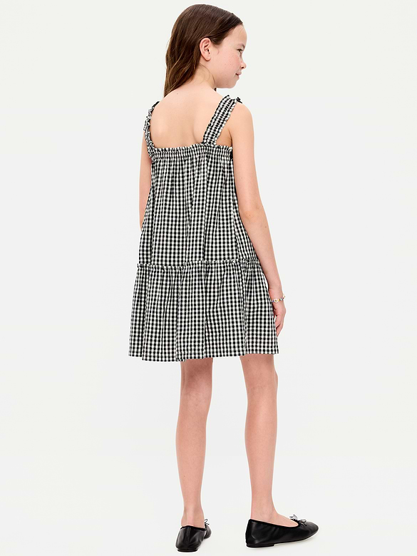 Printed Sleeveless Ruffled Swing Dress for Girls
