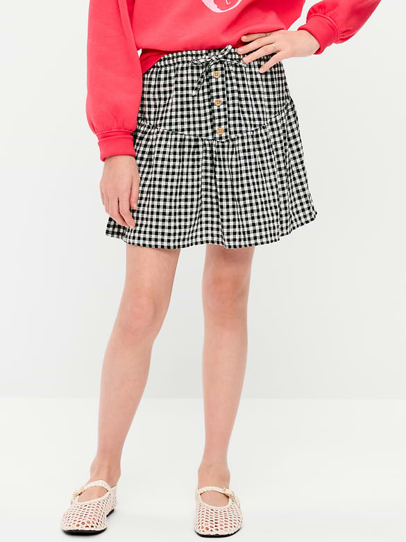 Linen-Blend Buttoned Skirt for Girls