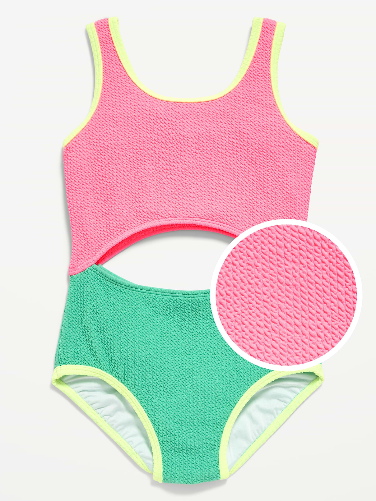 Image number 1 showing, Textured Cutout One-Piece Swimsuit for Girls
