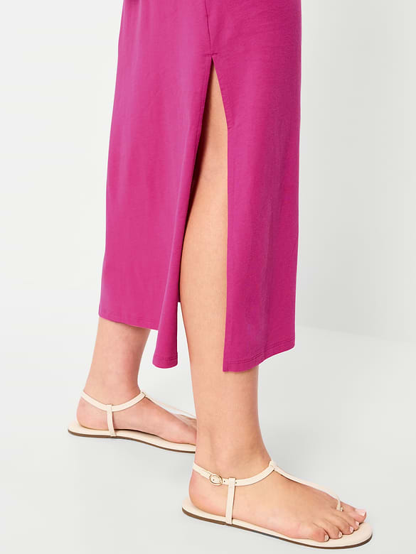 Vintage Crew-Neck Maxi Dress