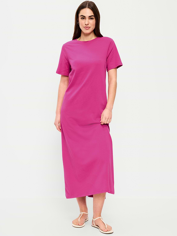 Vintage Crew-Neck Maxi Dress