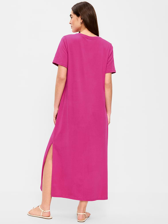 Vintage Crew-Neck Maxi Dress