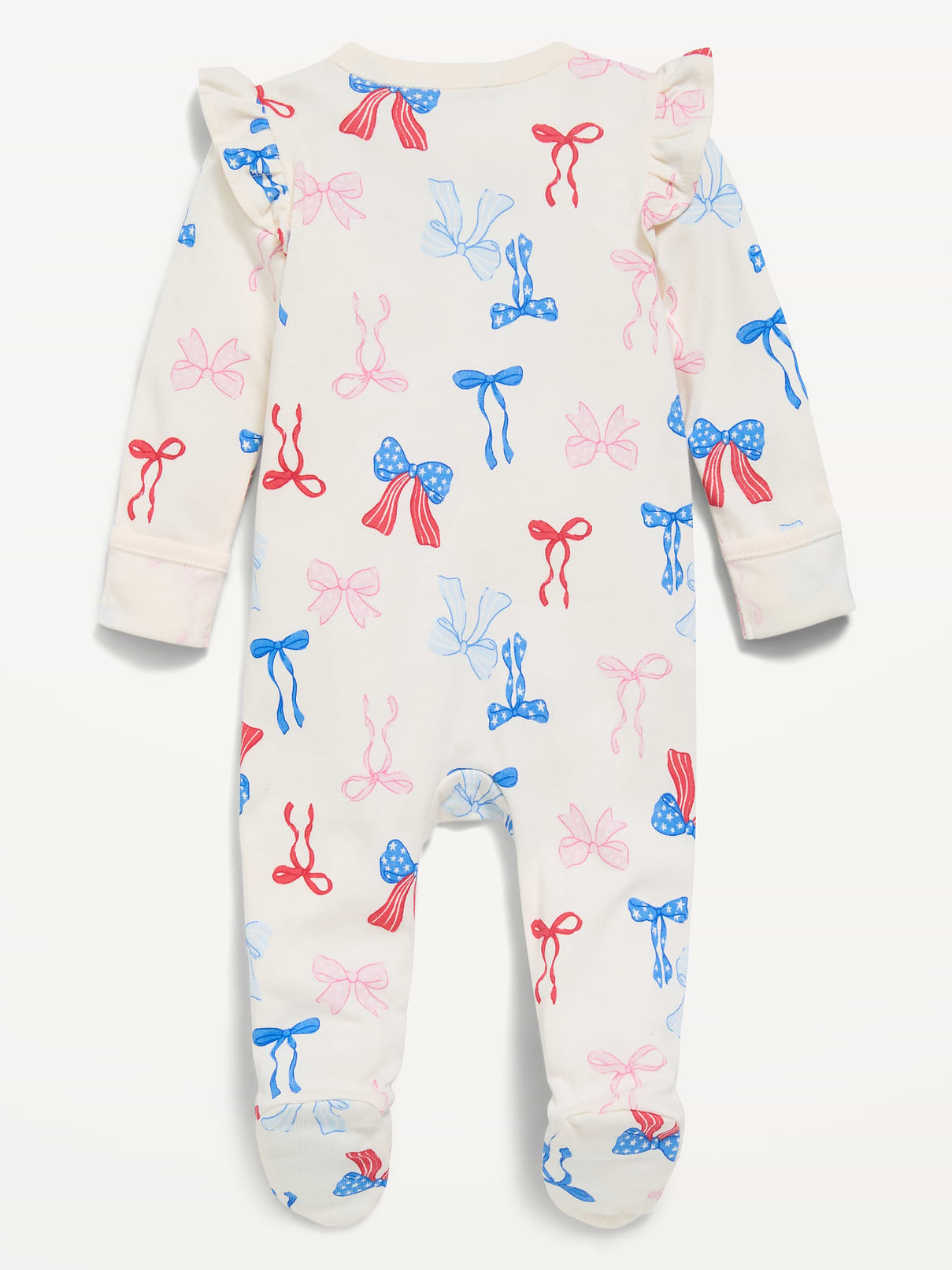 Image number 3 showing, Ruffle-Trim 2-Way-Zip Sleep & Play Footed One-Piece for Baby
