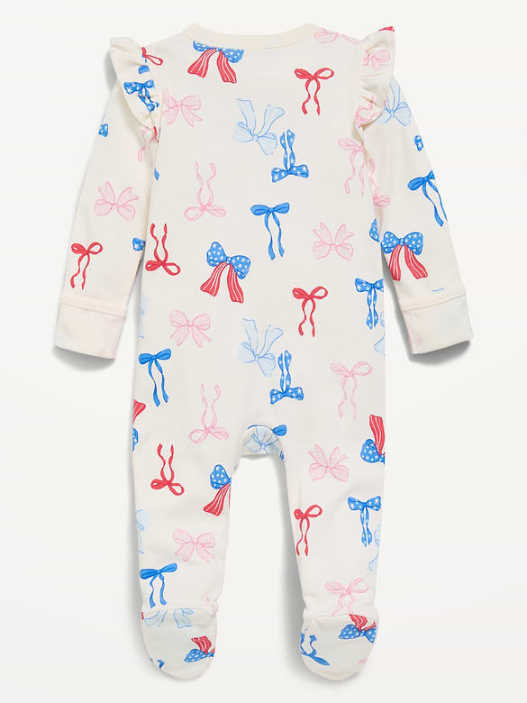 Ruffle-Trim 2-Way-Zip Sleep & Play Footed One-Piece for Baby