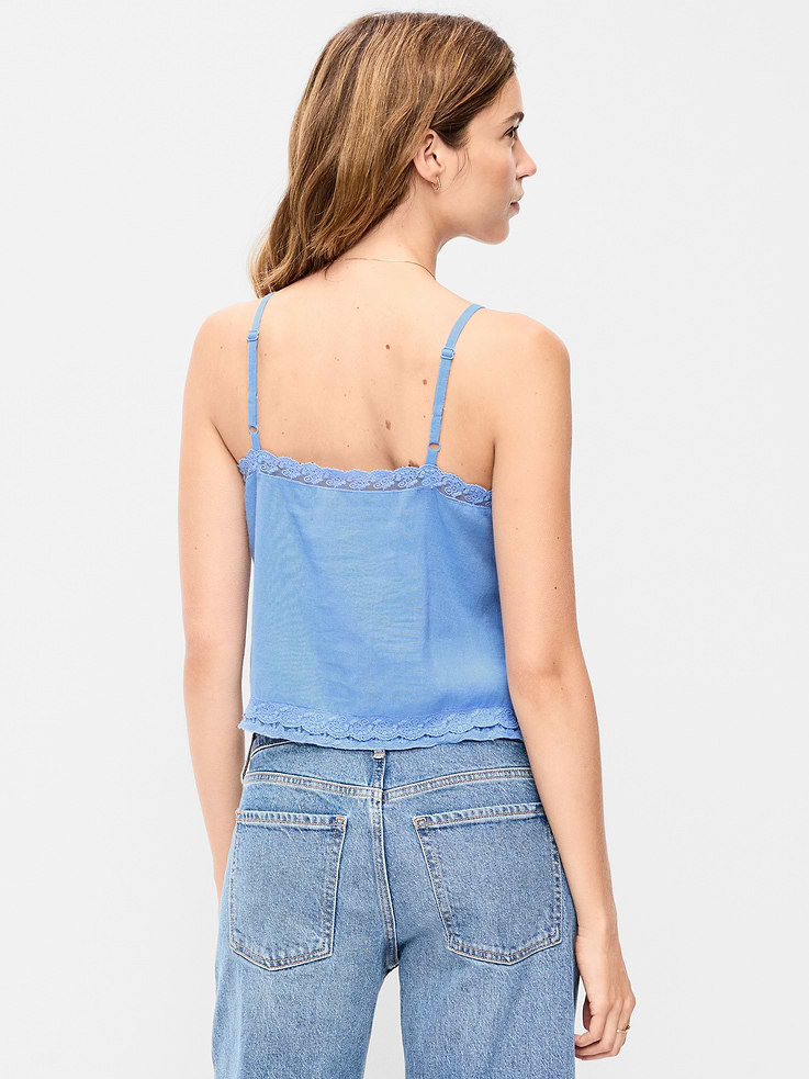 Image number 2 showing, Lace-Trim Linen-Blend Cami Tank Top