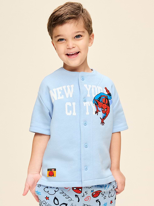 Old Old Navy x Marvel Spider-Man Fleece Graphic Baseball Shirt for Toddler Boys under $25 clearance