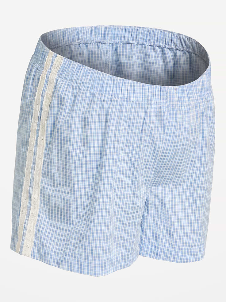 Image number 4 showing, Maternity Poplin Boxer Pajama Shorts