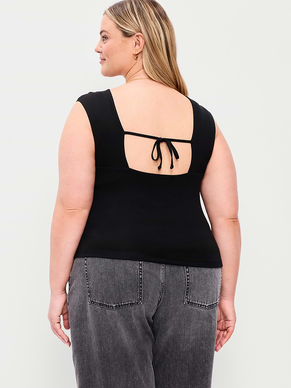 Cap-Sleeve Tie-Back Top