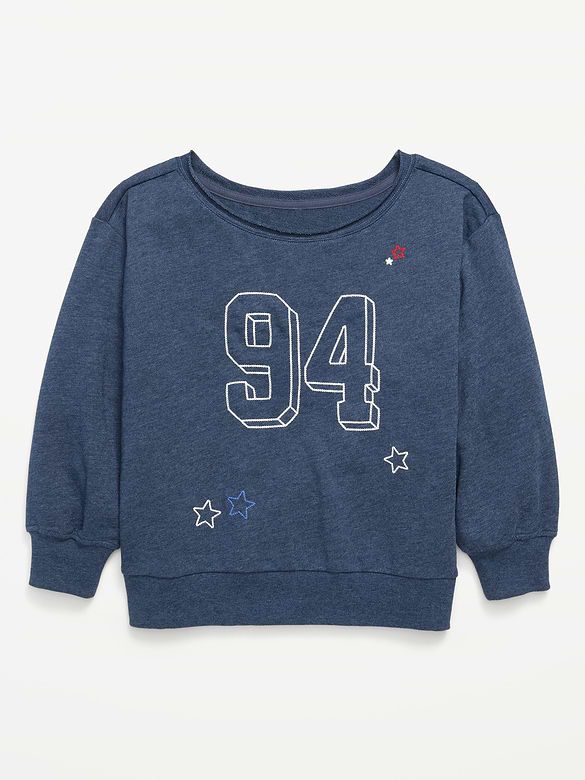 Oversized Off-Shoulder Graphic Tunic Sweatshirt for Girls