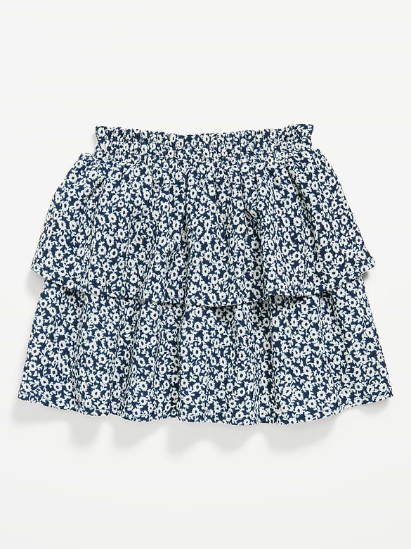 Printed Crinkled Tiered Skirt for Toddler Girls