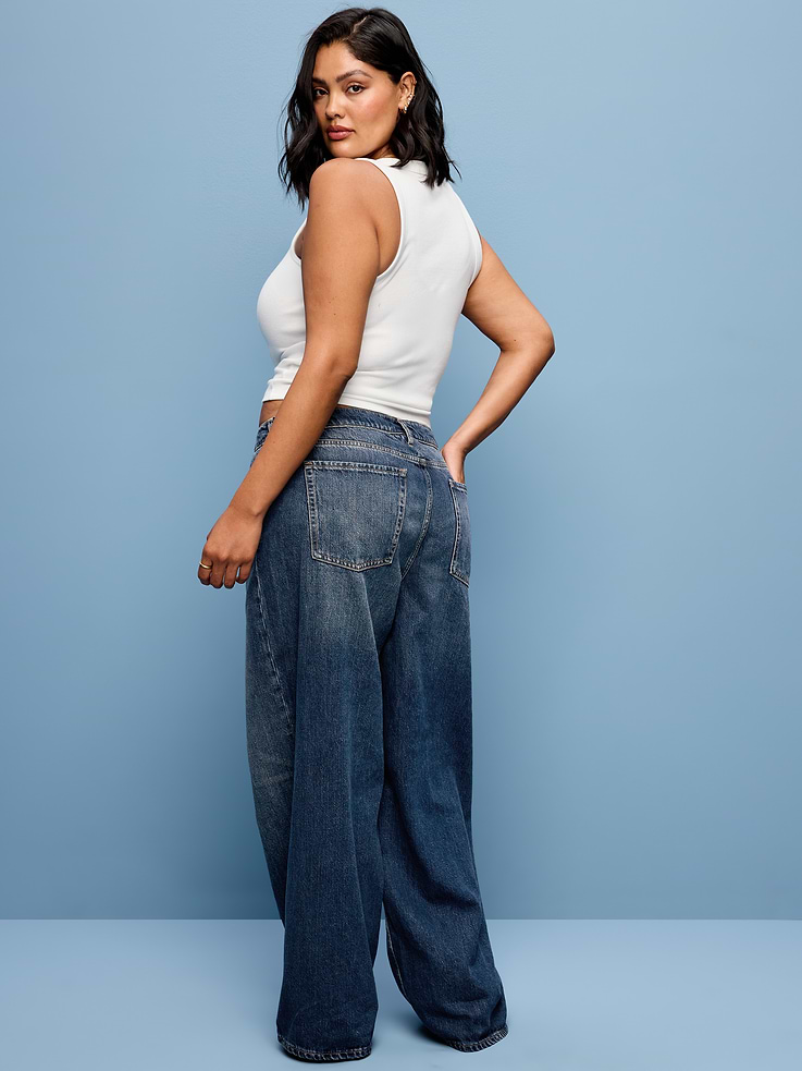 L'image numéro 7 présente Jean coupe généreuse à jambe large à taille basse