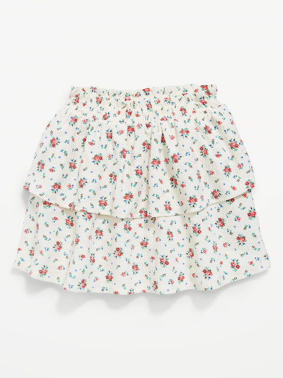 Printed Crinkled Tiered Skirt for Toddler Girls
