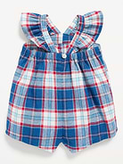 Image number 3 showing, Printed Sleeveless Linen-Blend Romper for Baby