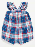 Image number 1 showing, Printed Sleeveless Linen-Blend Romper for Baby