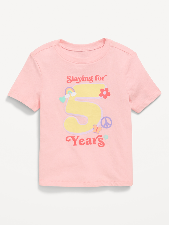 Short-Sleeve Birthday Graphic T-Shirt for Toddler Girls