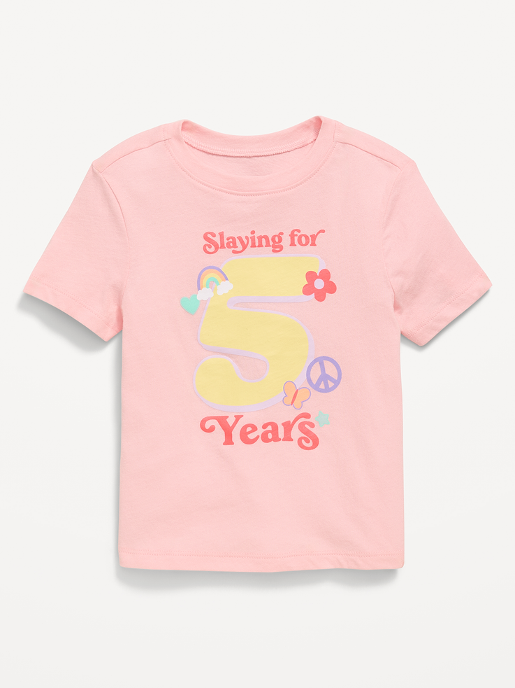 Image 2 of 3, Short-Sleeve Birthday Graphic T-Shirt for Toddler Girls