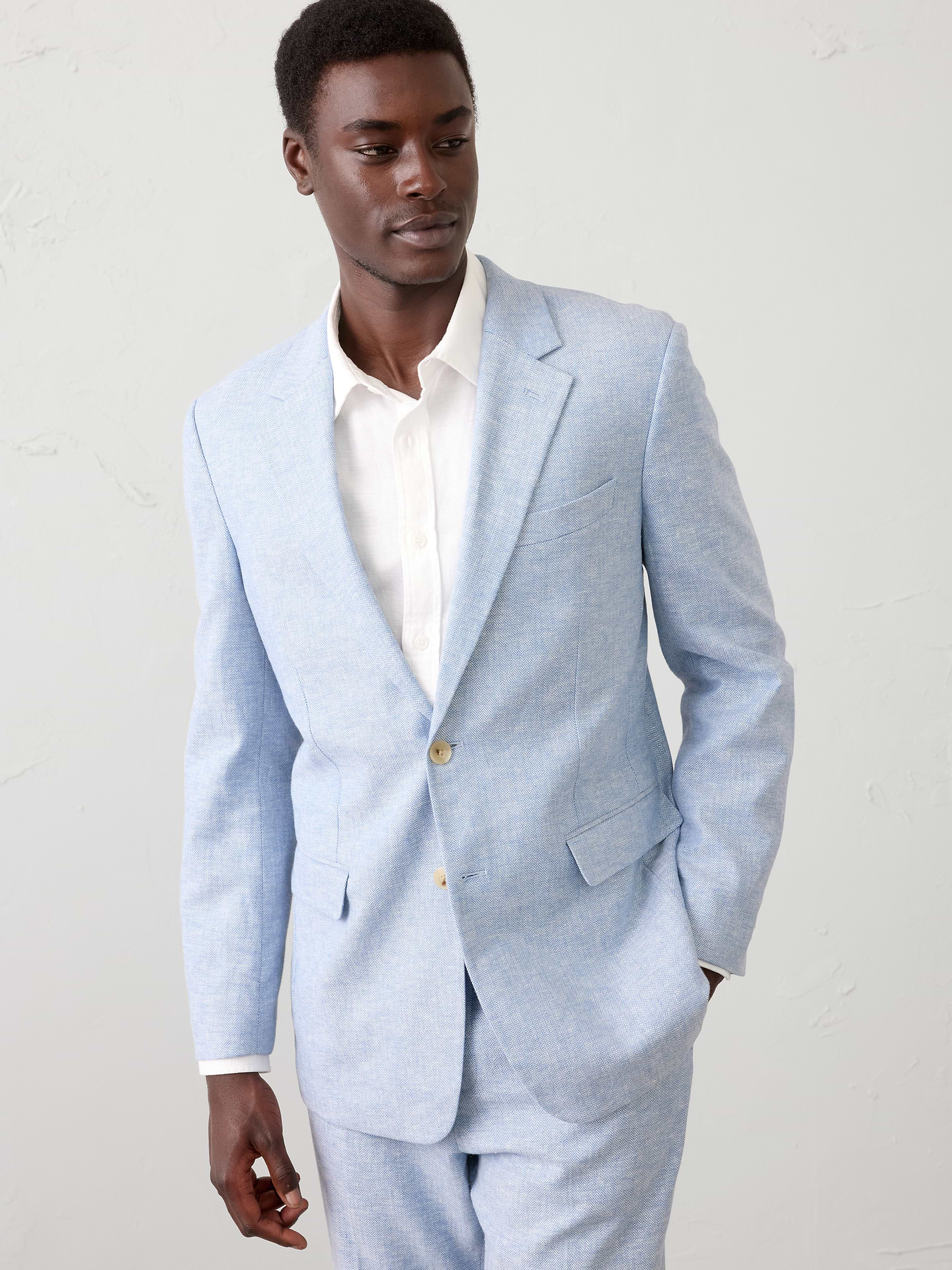 Image number 1 showing, Linen-Blend Herringbone Suit Jacket