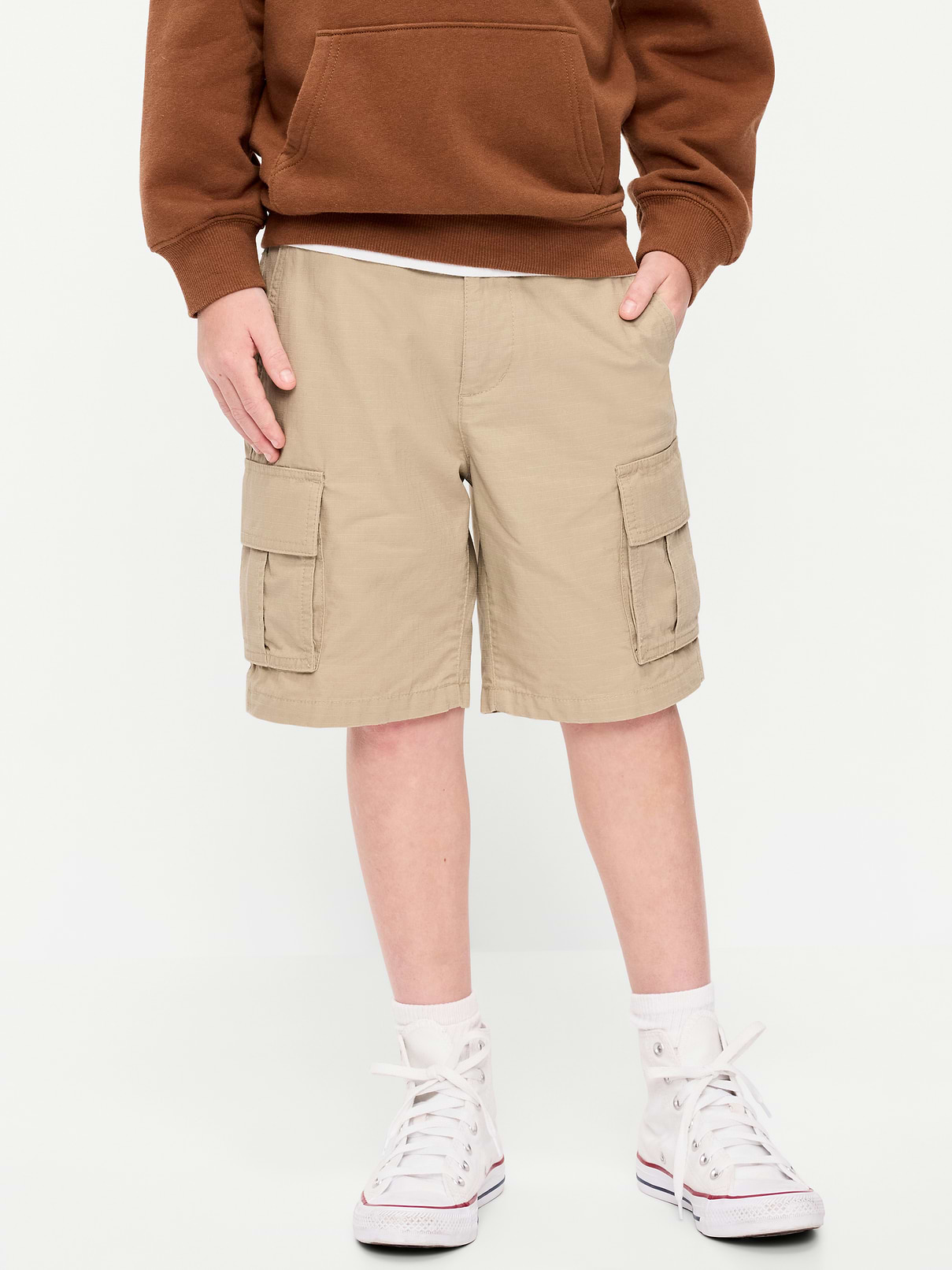 Knee Length Baggy Ripstop Cargo Shorts for Boys