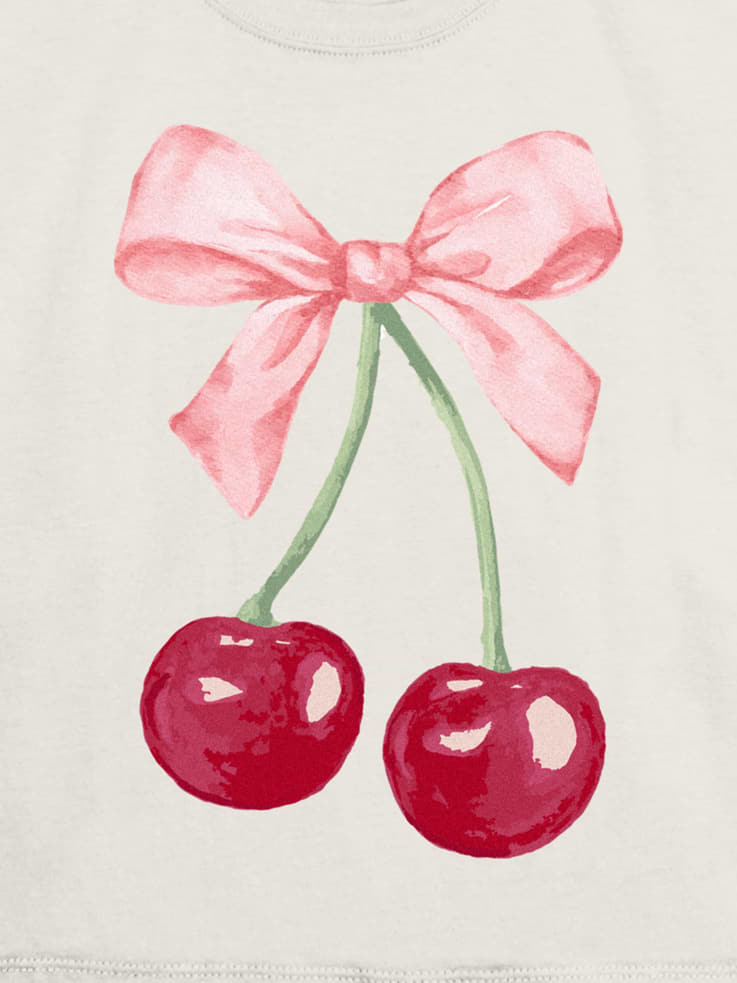 Image 3 of 3, Kids Cherry Bow Graphic T-Shirt
