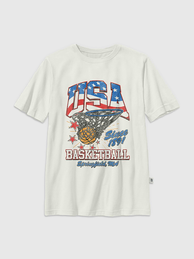 Image number 1 showing, Kids Vintage Basketball Graphic T-Shirt
