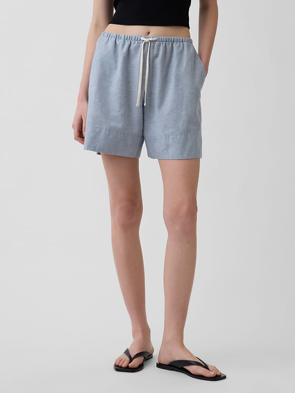 6" Linen-Blend Easy Shorts