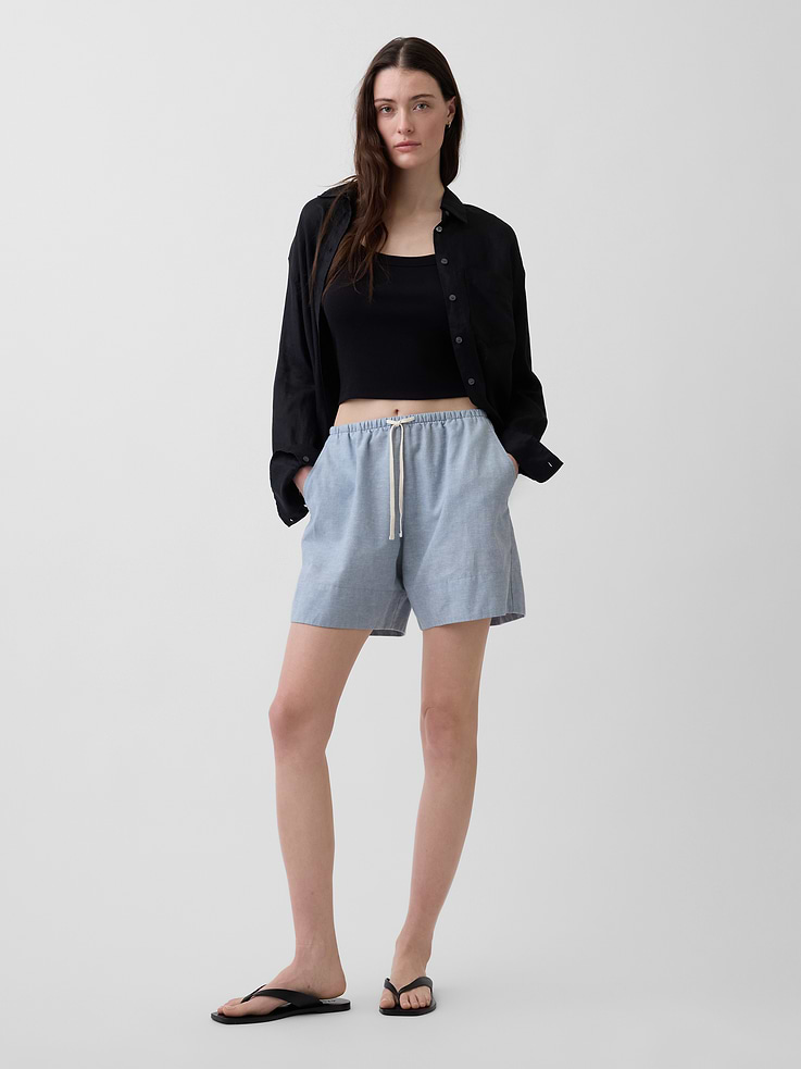 Image number 1 showing, 6" Linen-Blend Easy Shorts