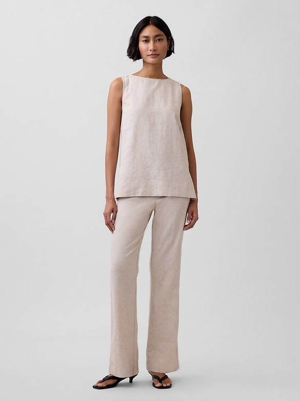 Linen-Blend Shell Tank Top